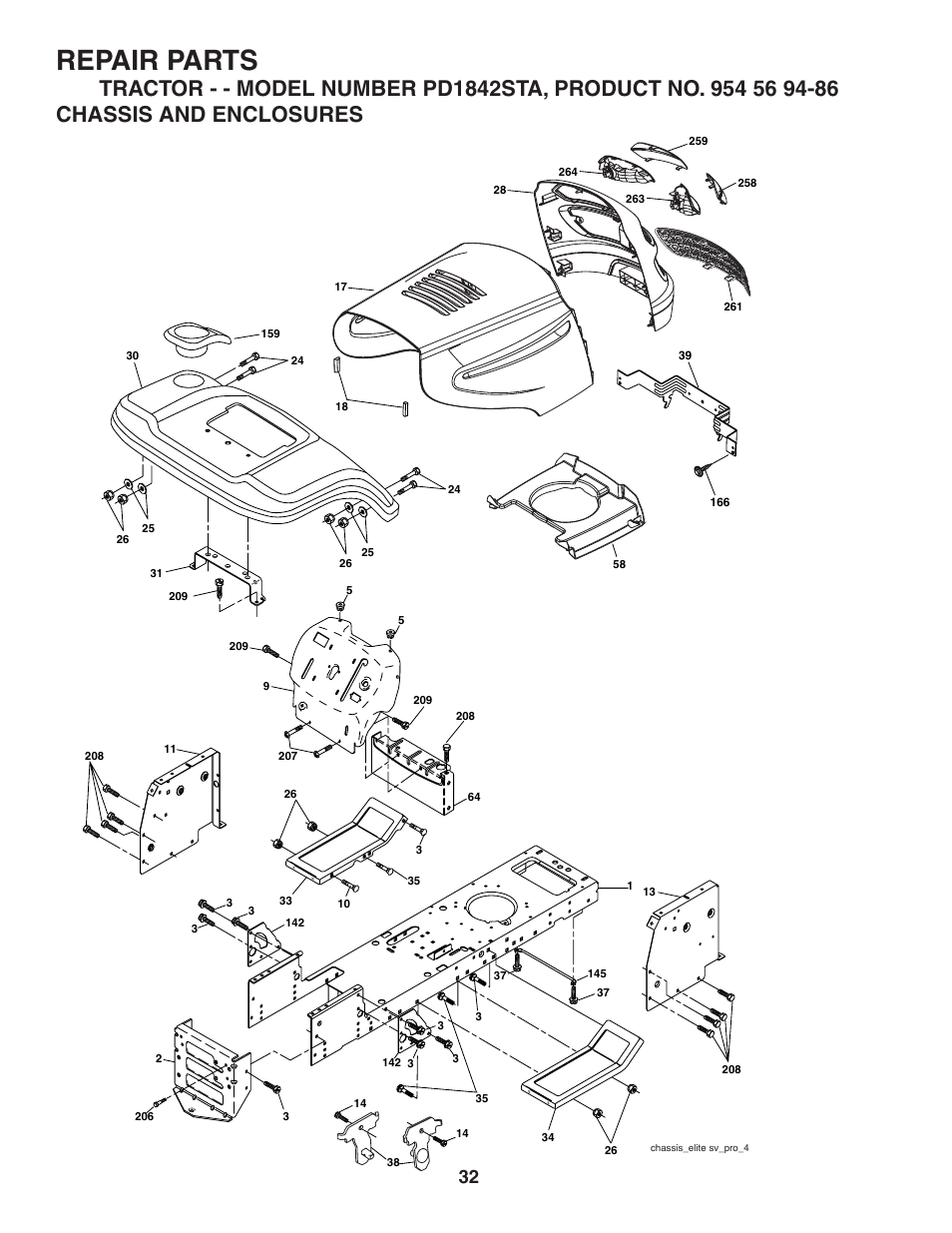 Repair parts | Poulan 184564 User Manual | Page 32 / 48