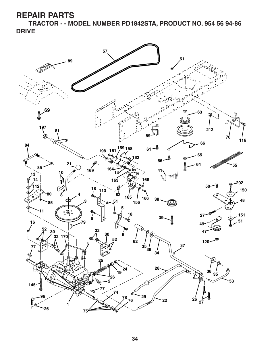 Repair parts | Poulan 184564 User Manual | Page 34 / 48
