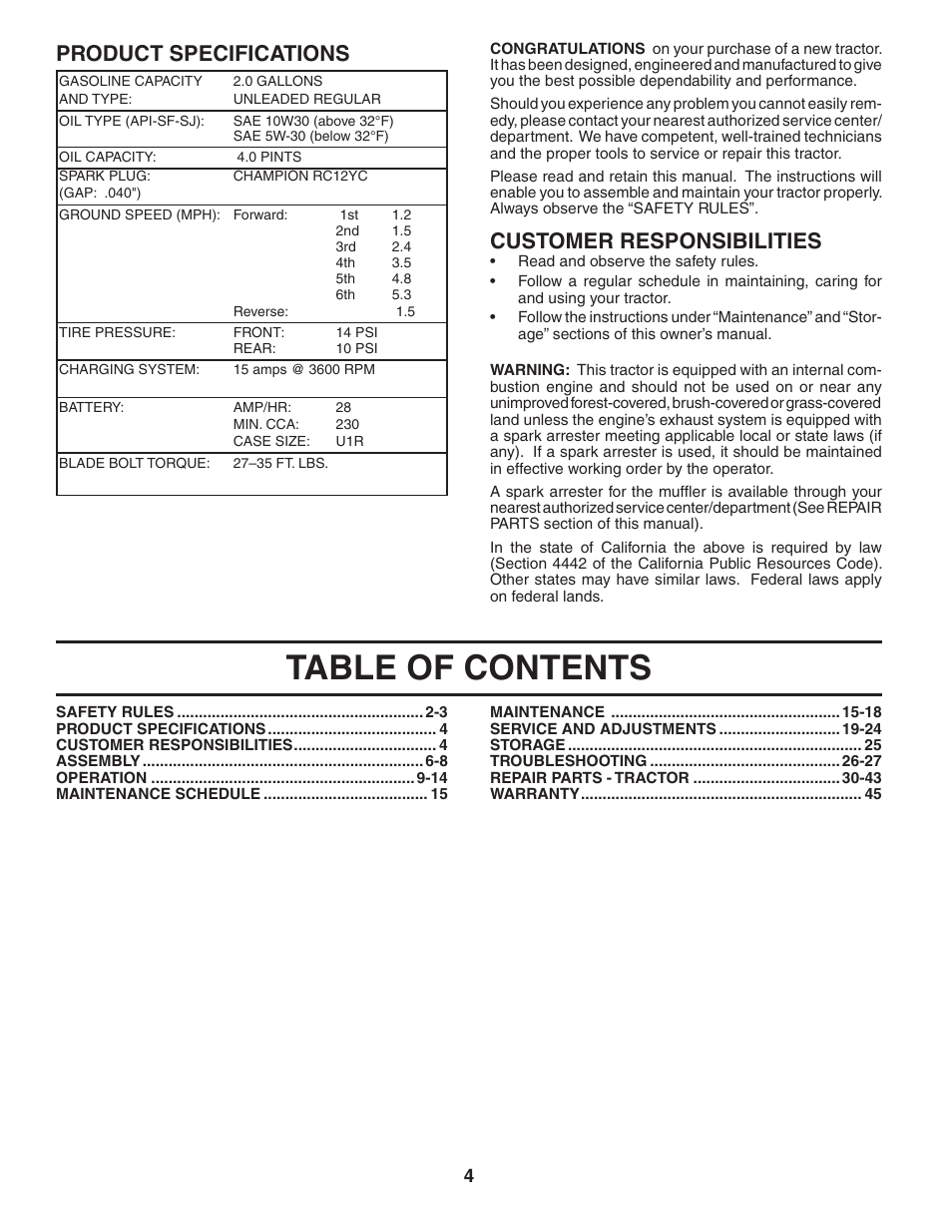 Poulan 184564 User Manual | Page 4 / 48