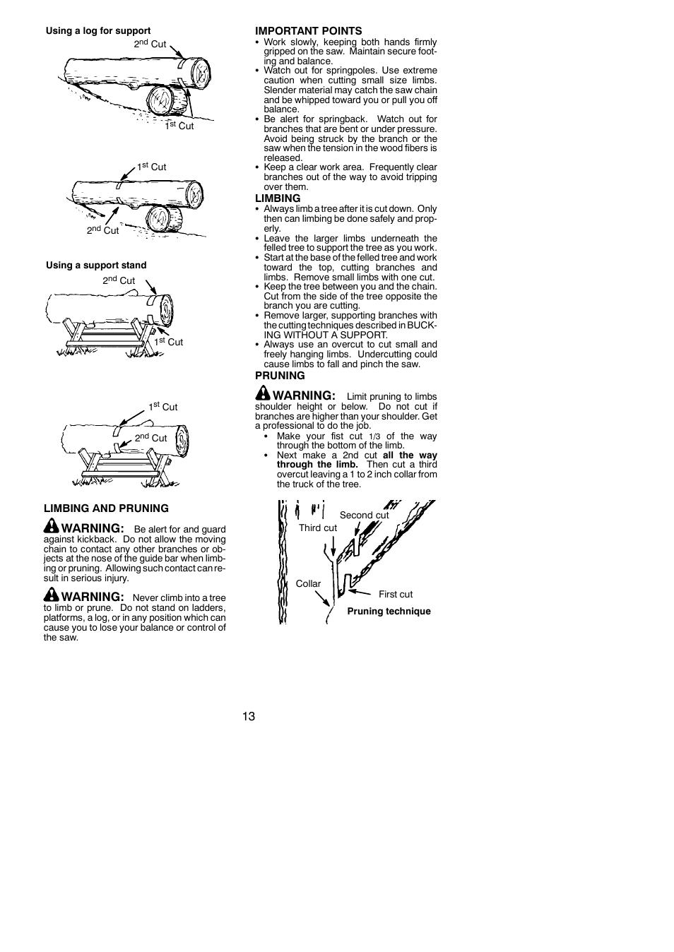 Warning | Poulan Farmhand 2750 User Manual | Page 13 / 18