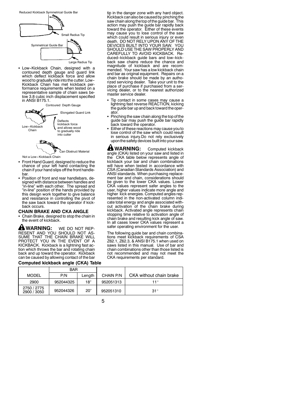 Warning | Poulan Farmhand 2750 User Manual | Page 5 / 18