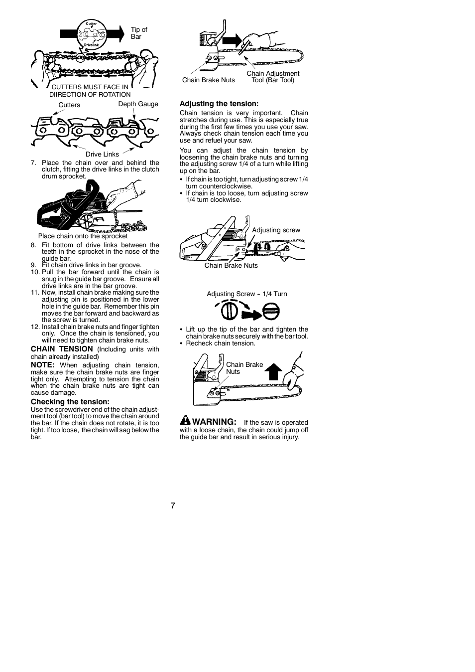 Warning | Poulan Farmhand 2750 User Manual | Page 7 / 18