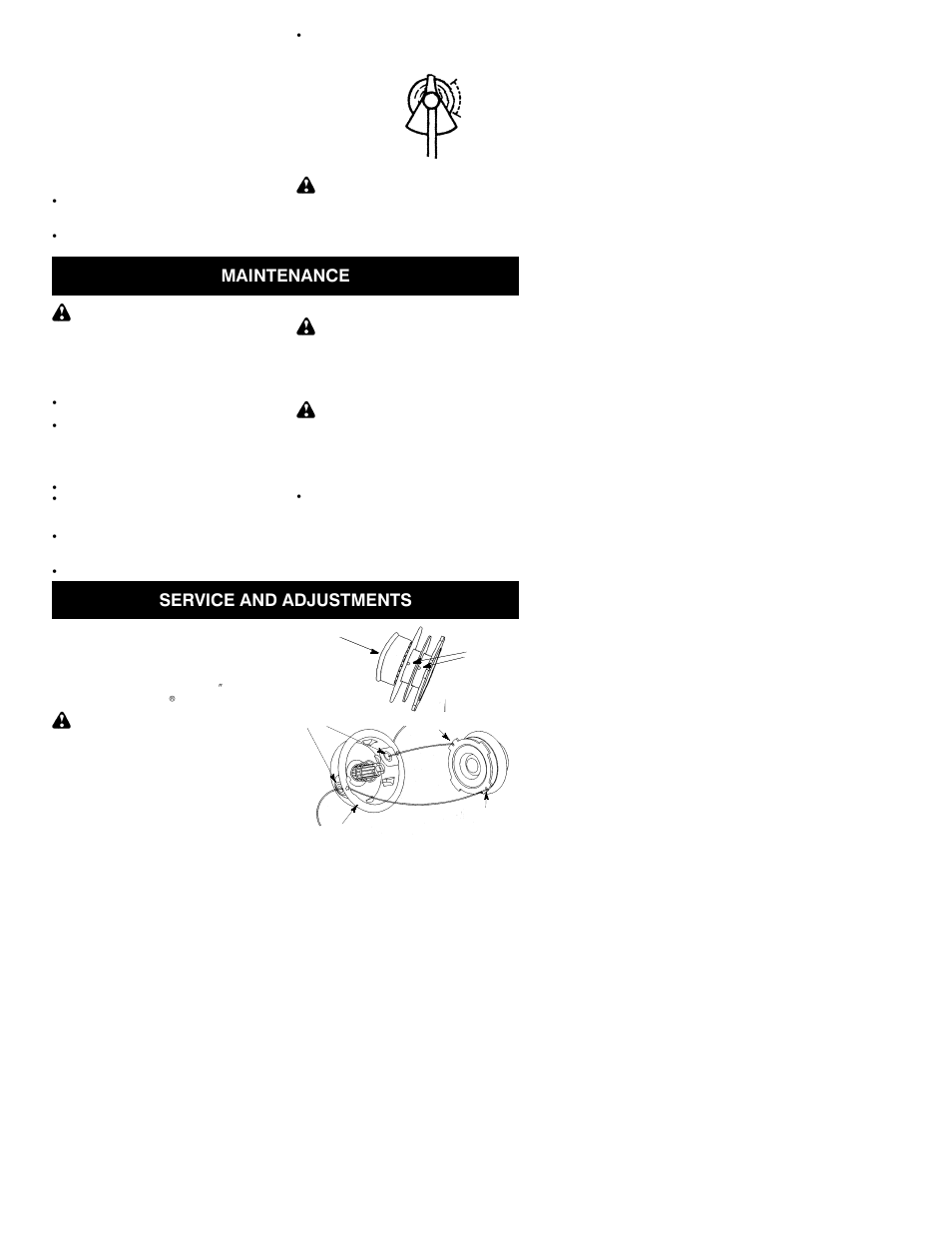 Maintenance, Service and adjustments | Poulan PPB4000C User Manual | Page 11 / 12