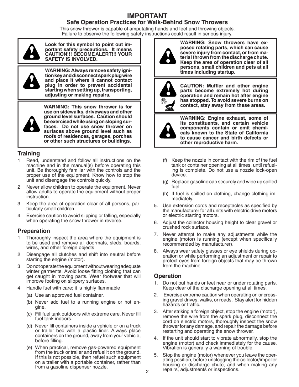 Important | Poulan 961980018 User Manual | Page 2 / 36