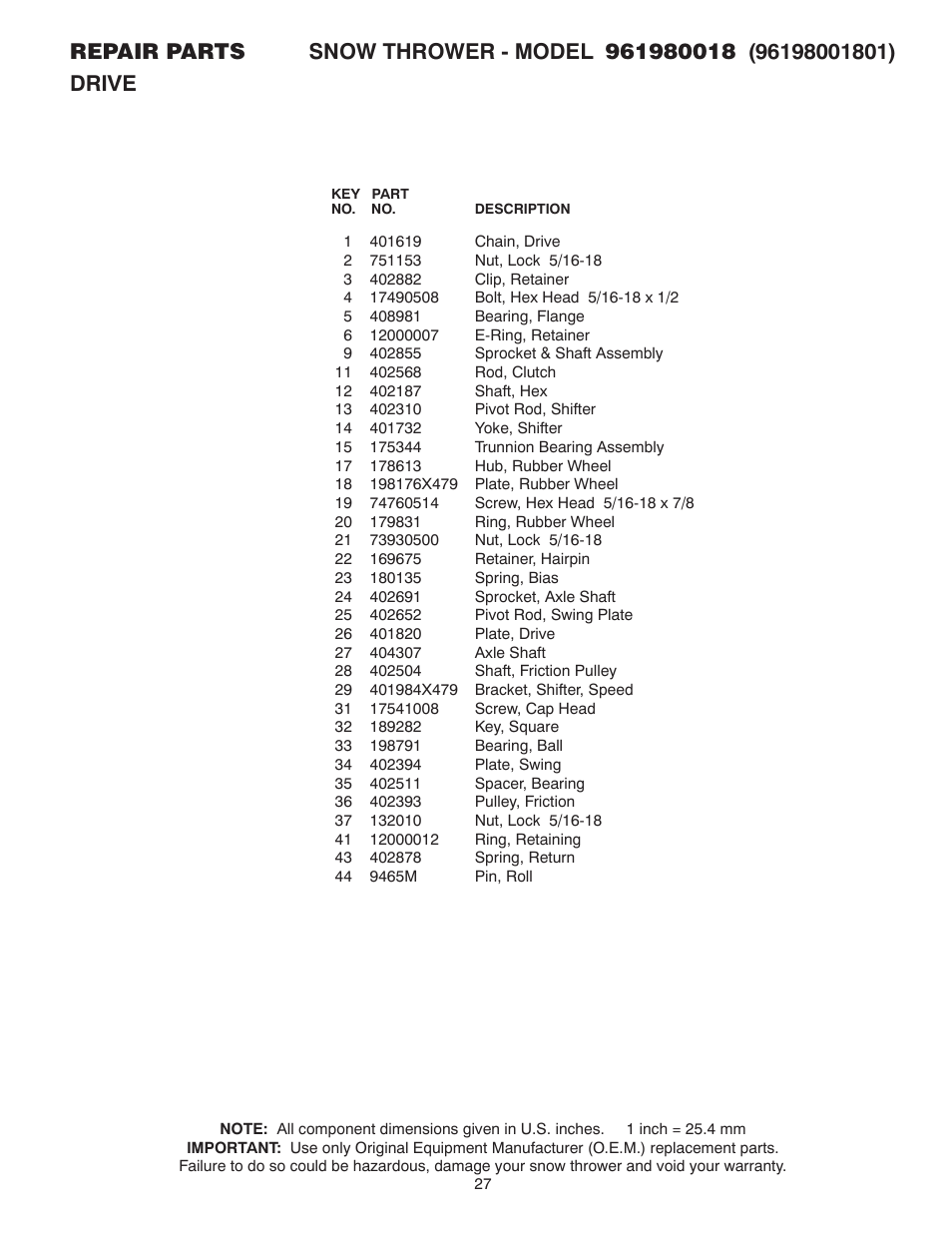Poulan 961980018 User Manual | Page 27 / 36