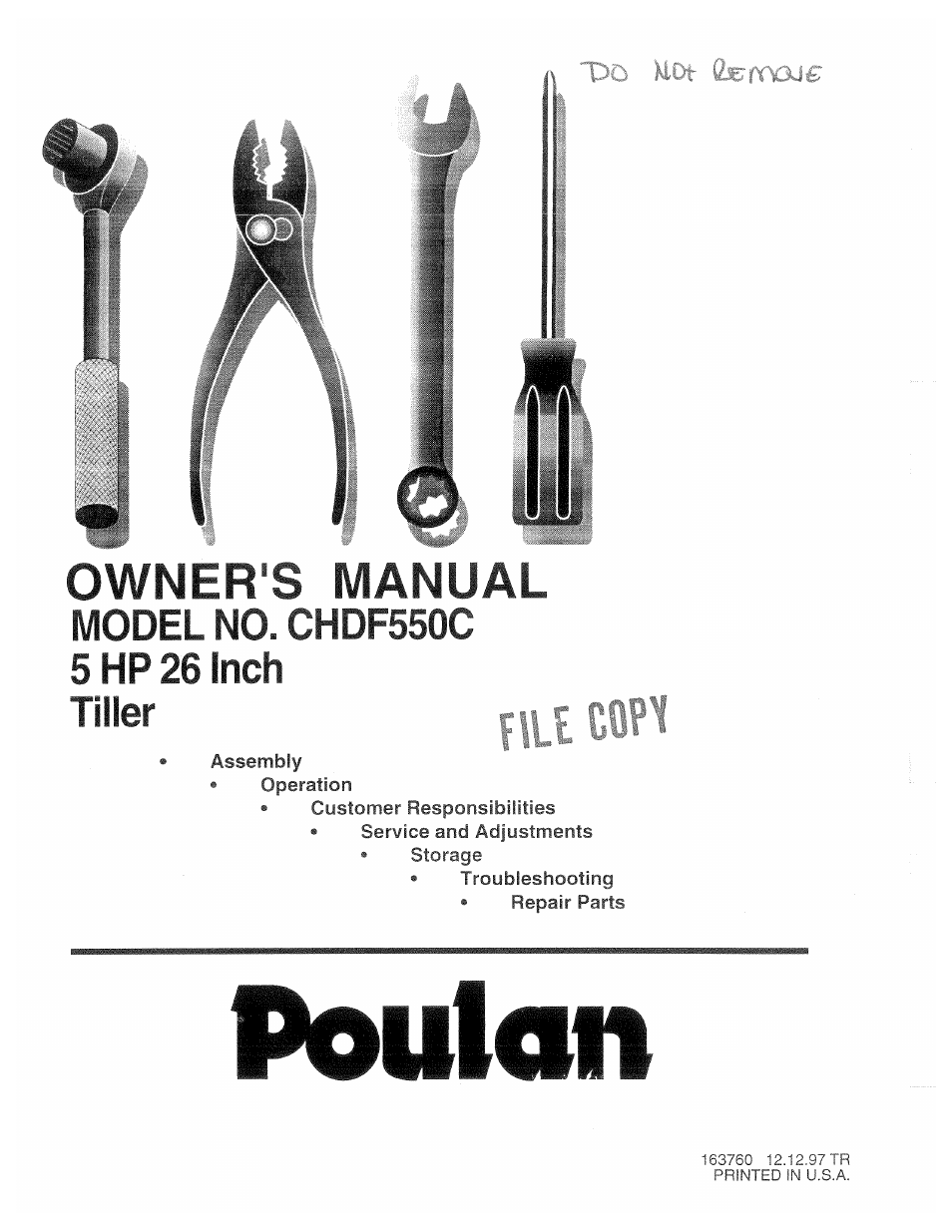 Poulan 163760 User Manual | 24 pages
