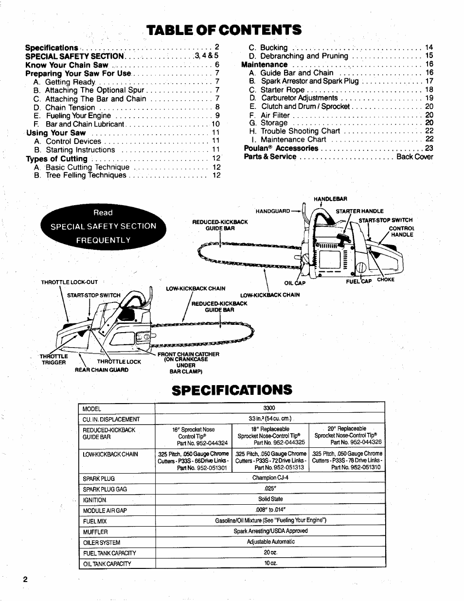 Poulan 3300 User Manual | Page 2 / 24