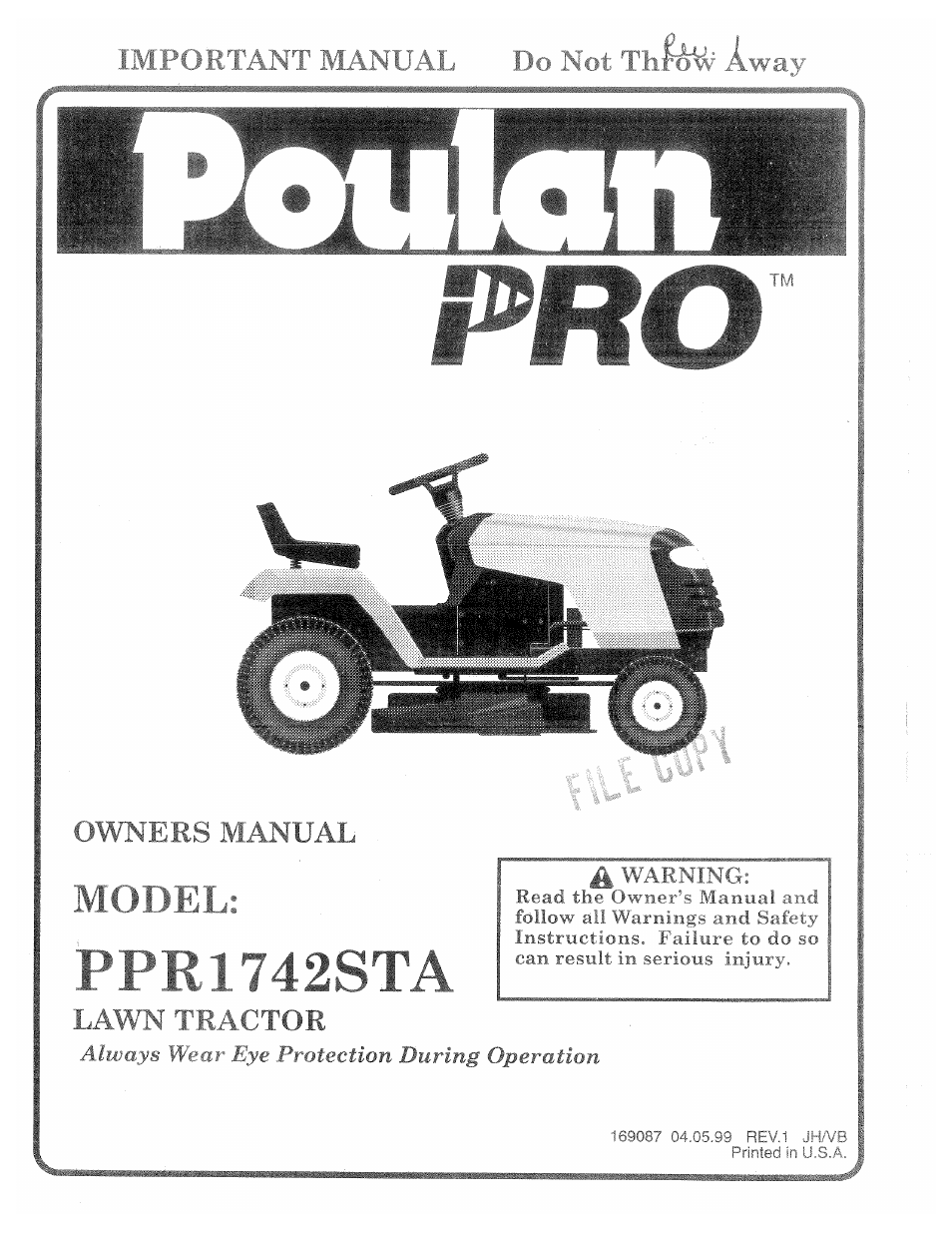 Poulan 169087 User Manual | 40 pages