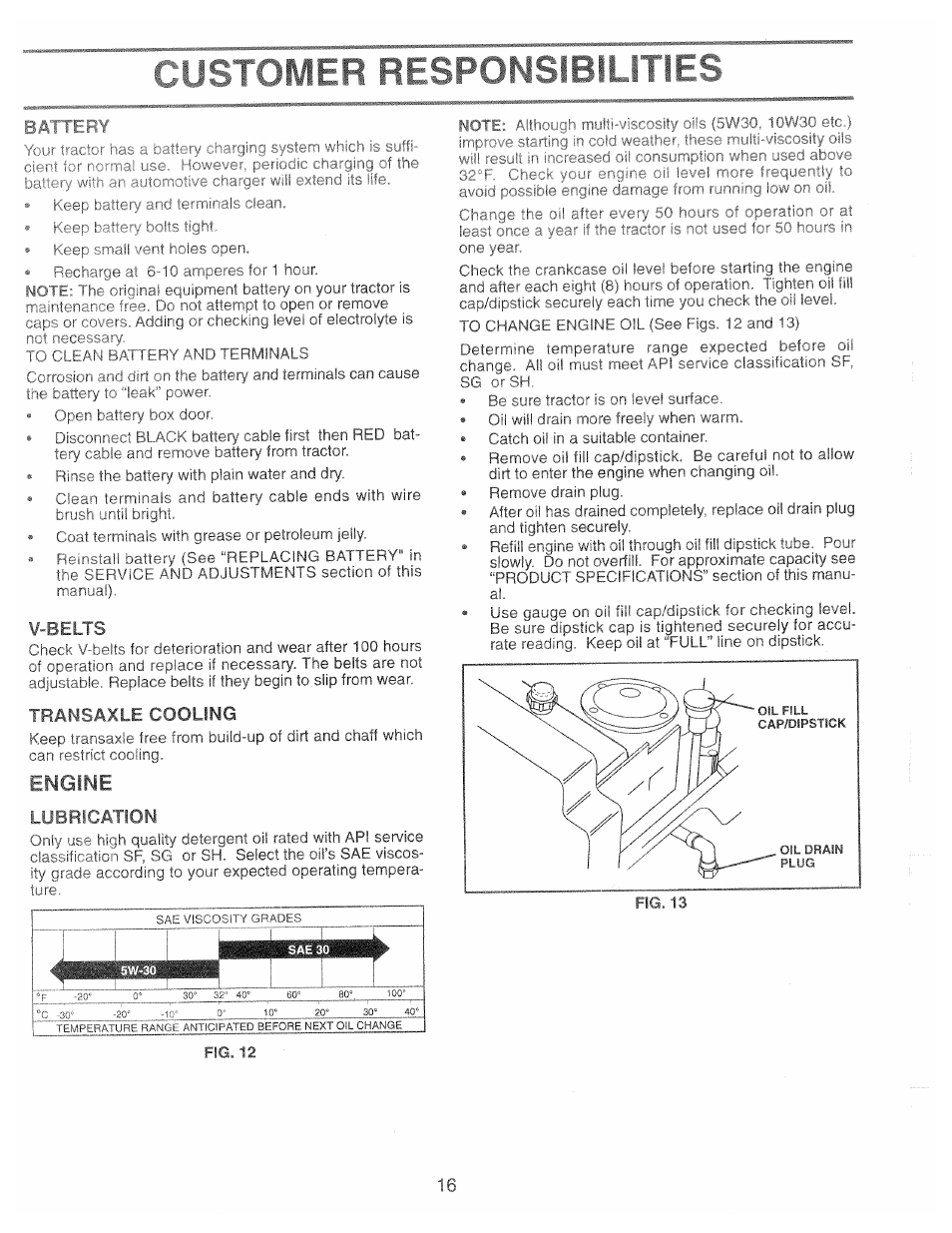 V-belts, Transaxle cooling, Engine | Lubrication | Poulan 169087 User Manual | Page 16 / 40
