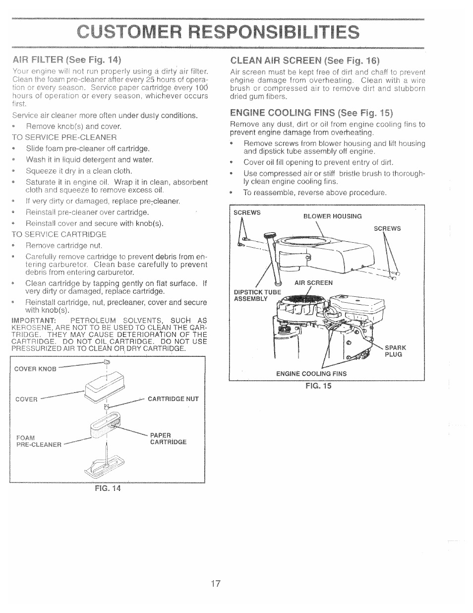 I- fl ir, Clean air, Screei | Poulan 169087 User Manual | Page 17 / 40