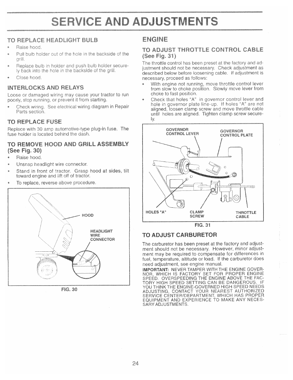 To adjust throttle control cable, Grlll assembly, T ' . ' f p tjf | Poulan 169087 User Manual | Page 24 / 40