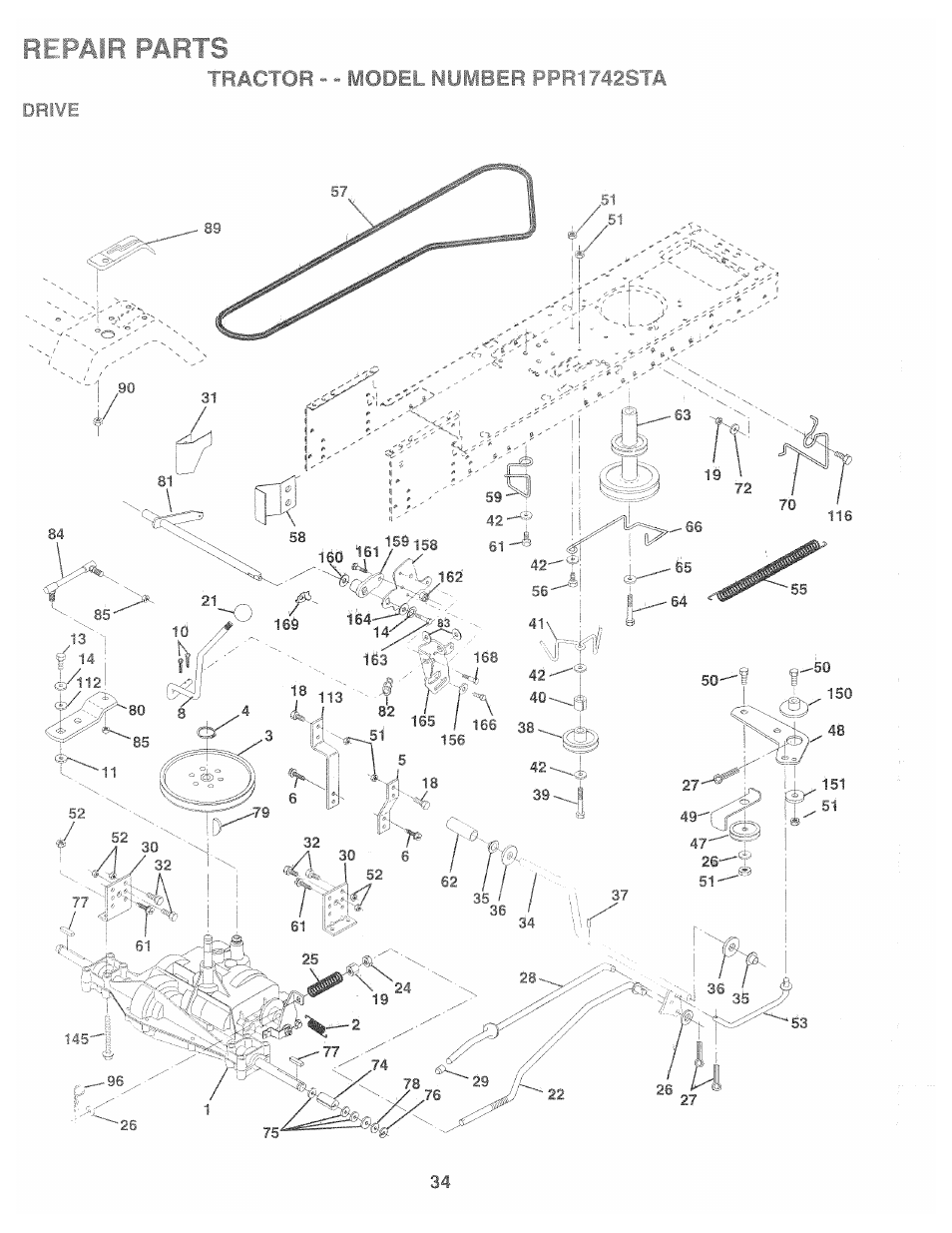 Repair parts | Poulan 169087 User Manual | Page 34 / 40