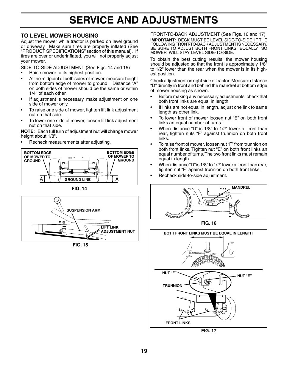 Service and adjustments | Poulan 191798 User Manual | Page 19 / 28