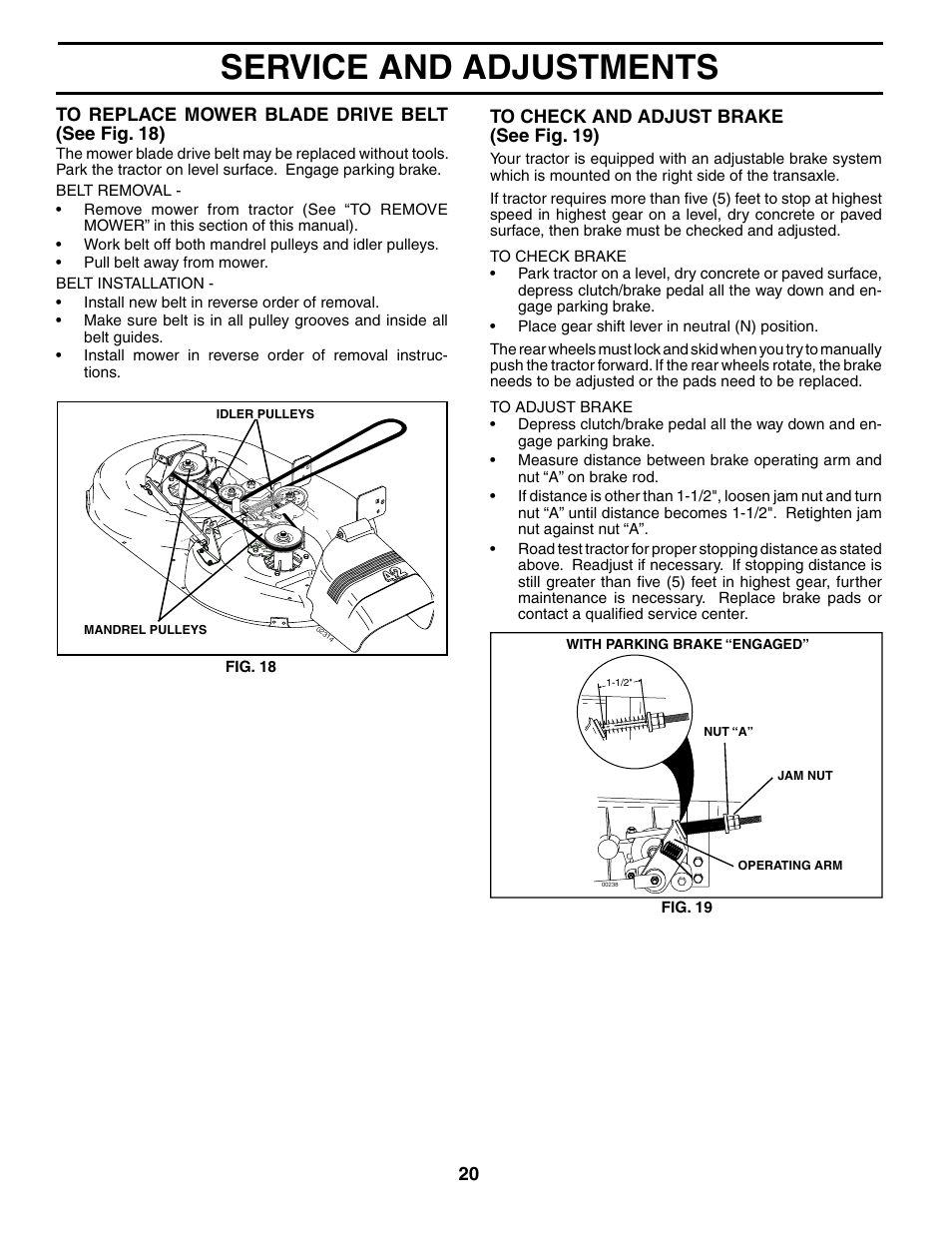 Service and adjustments | Poulan 191798 User Manual | Page 20 / 28