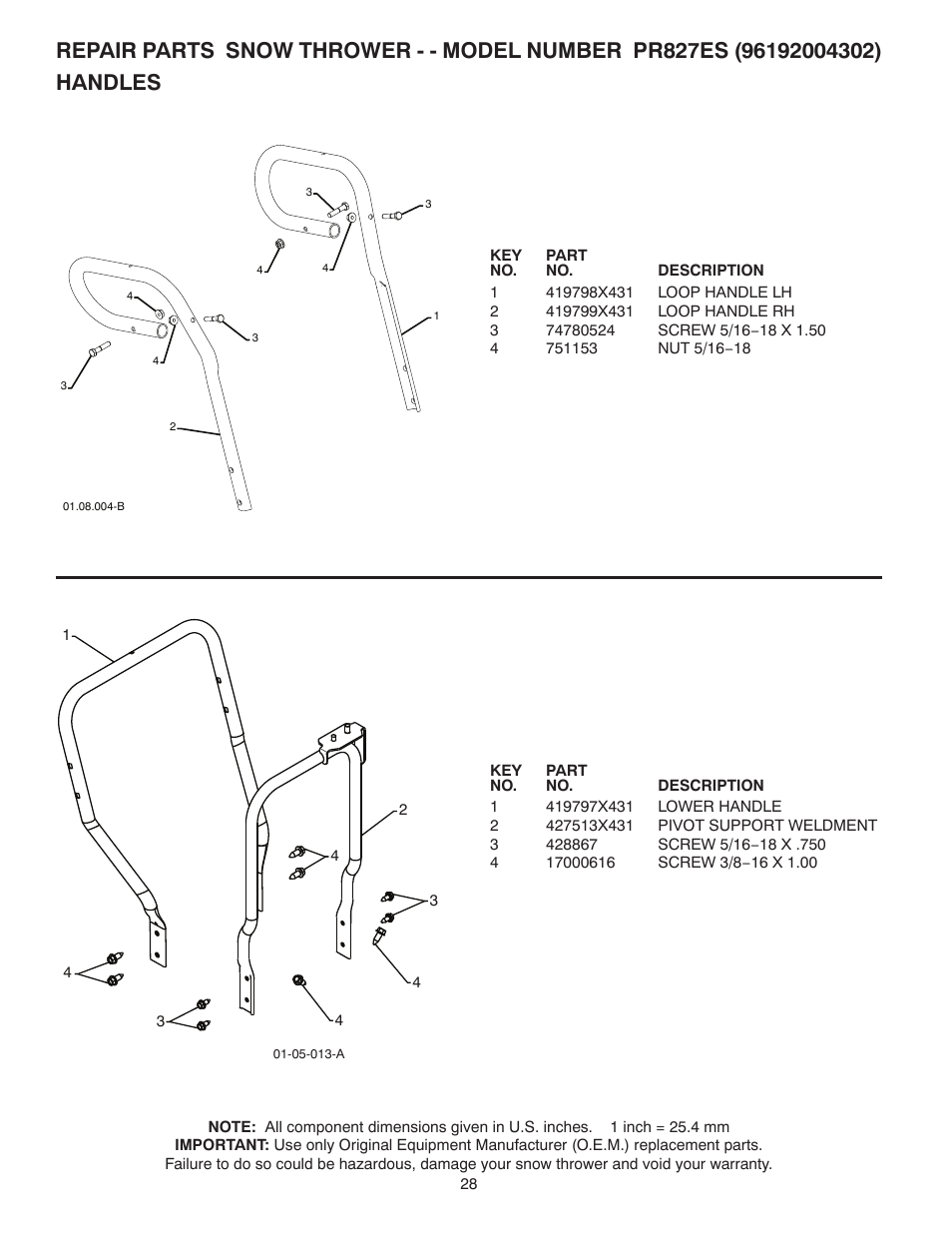 Handles | Poulan 96192004302 User Manual | Page 28 / 44