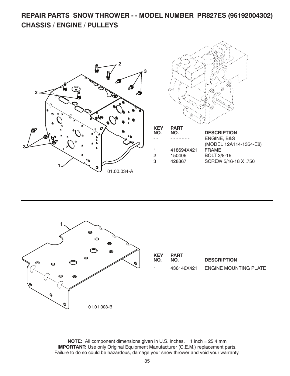 Chassis / engine / pulleys | Poulan 96192004302 User Manual | Page 35 / 44