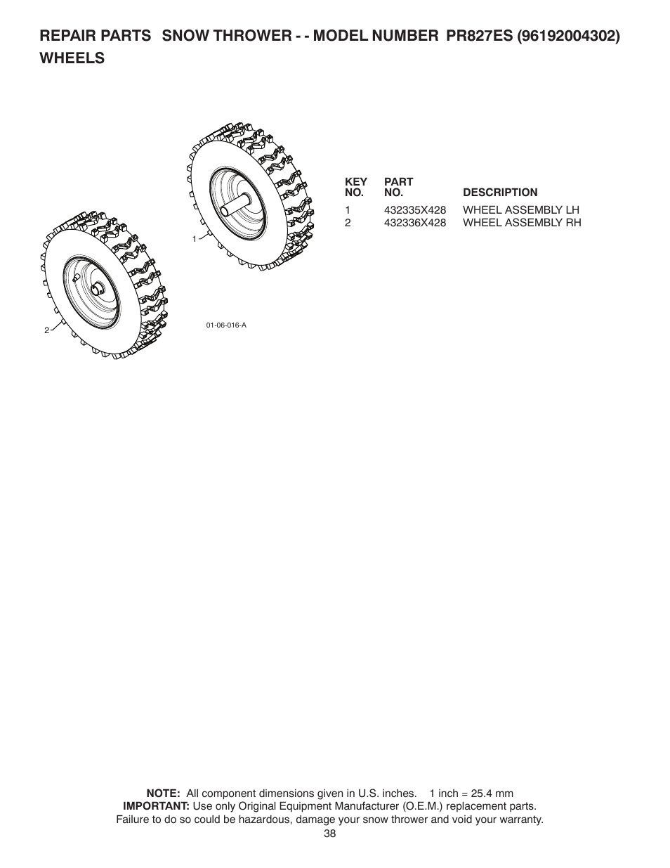 Wheels | Poulan 96192004302 User Manual | Page 38 / 44