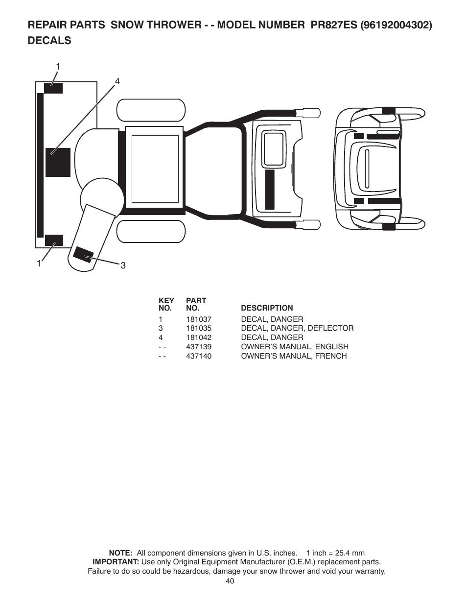 Decals | Poulan 96192004302 User Manual | Page 40 / 44