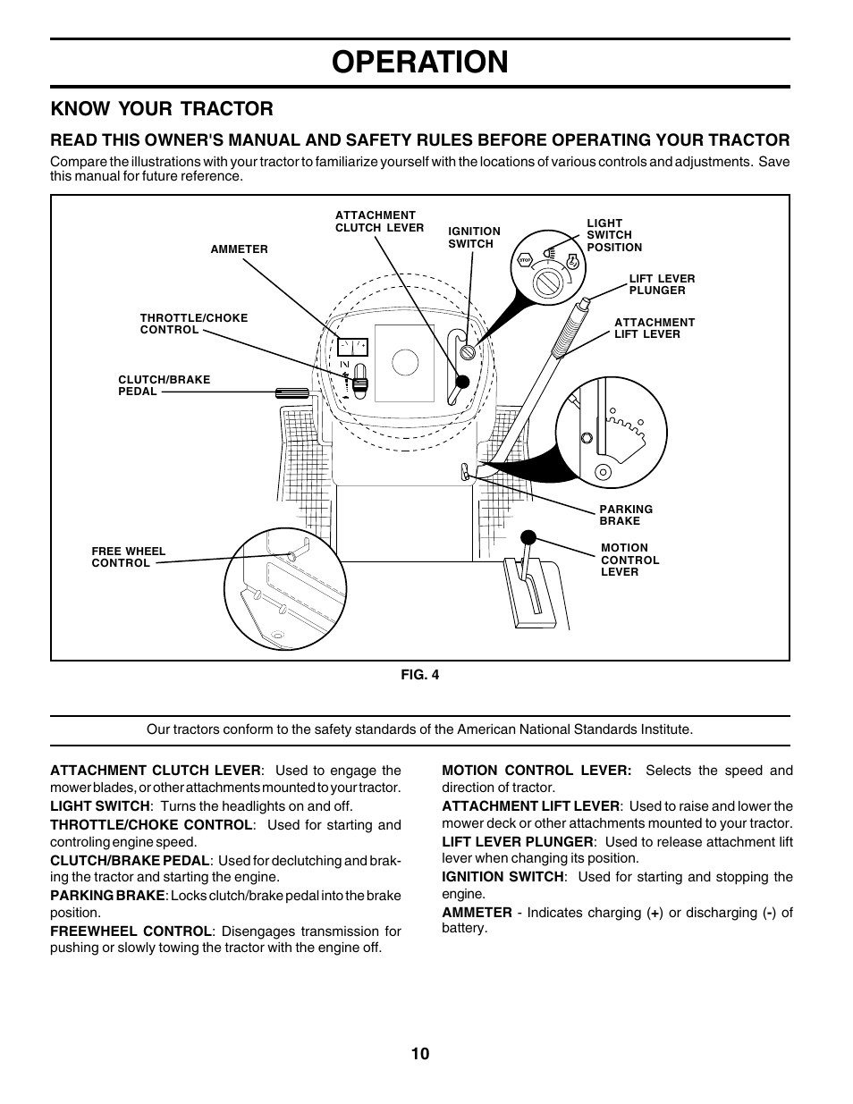 Operation, Know your tractor | Poulan 178379 User Manual | Page 10 / 48