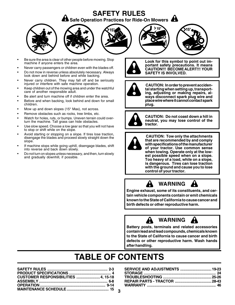 Poulan 178379 User Manual | Page 3 / 48