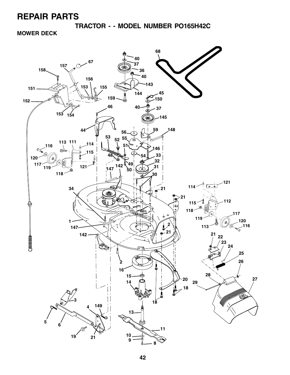 Repair parts, Mower deck | Poulan 178379 User Manual | Page 42 / 48