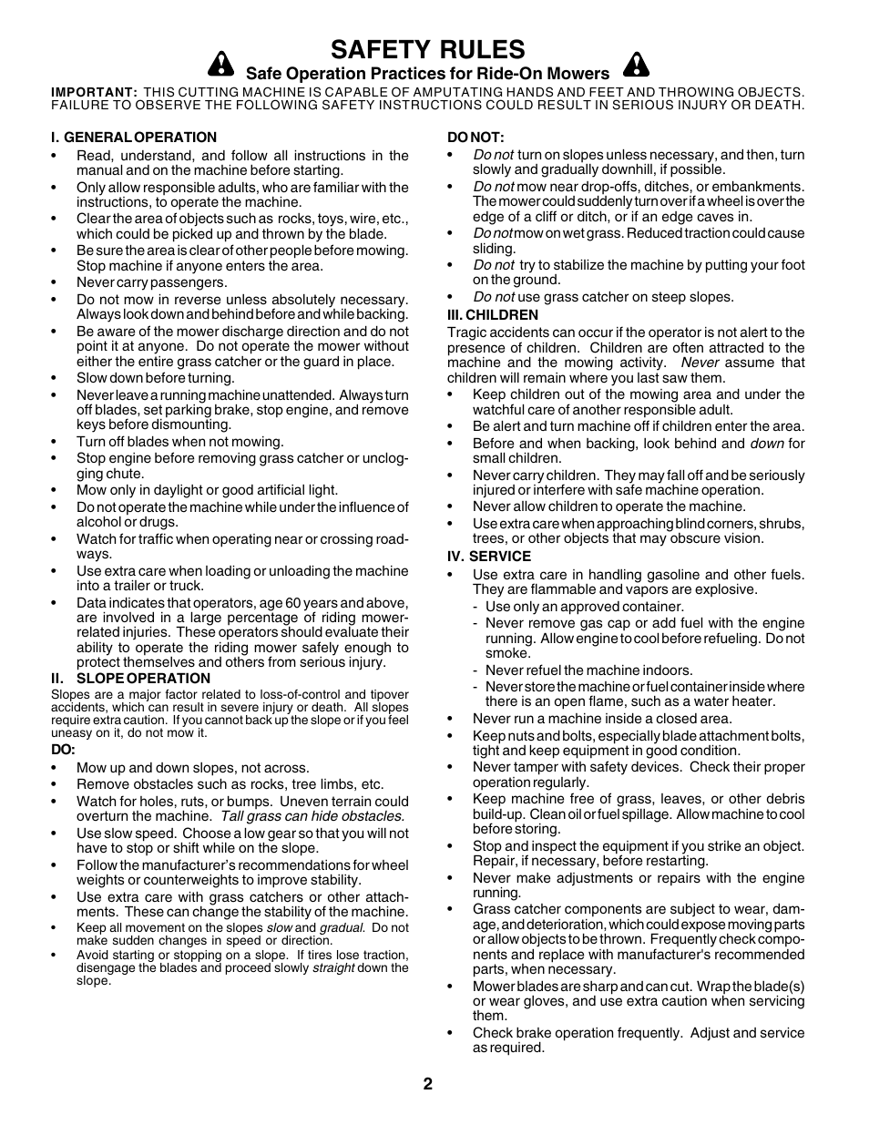 Safety rules | Poulan 176038 User Manual | Page 2 / 48