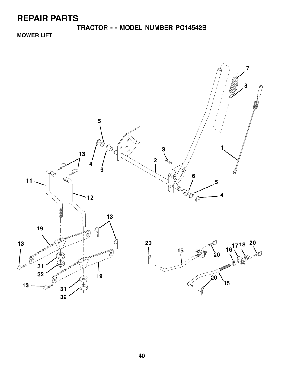 Repair parts | Poulan 176038 User Manual | Page 40 / 48