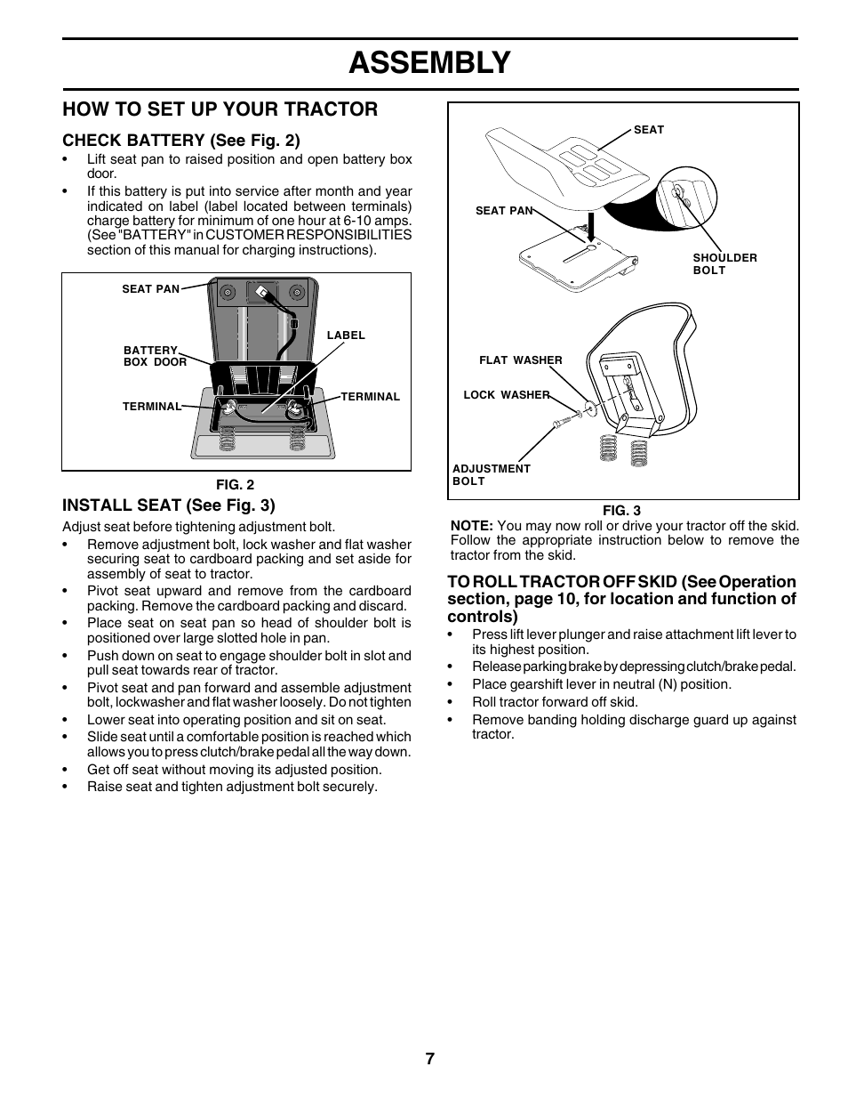 Assembly, How to set up your tractor | Poulan 176038 User Manual | Page 7 / 48