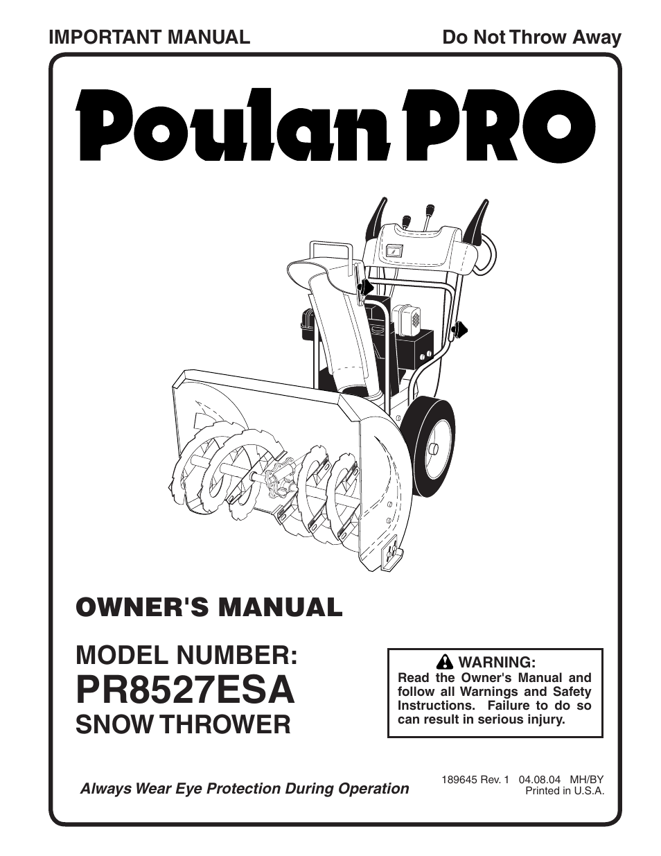 Poulan 189645 User Manual | 20 pages