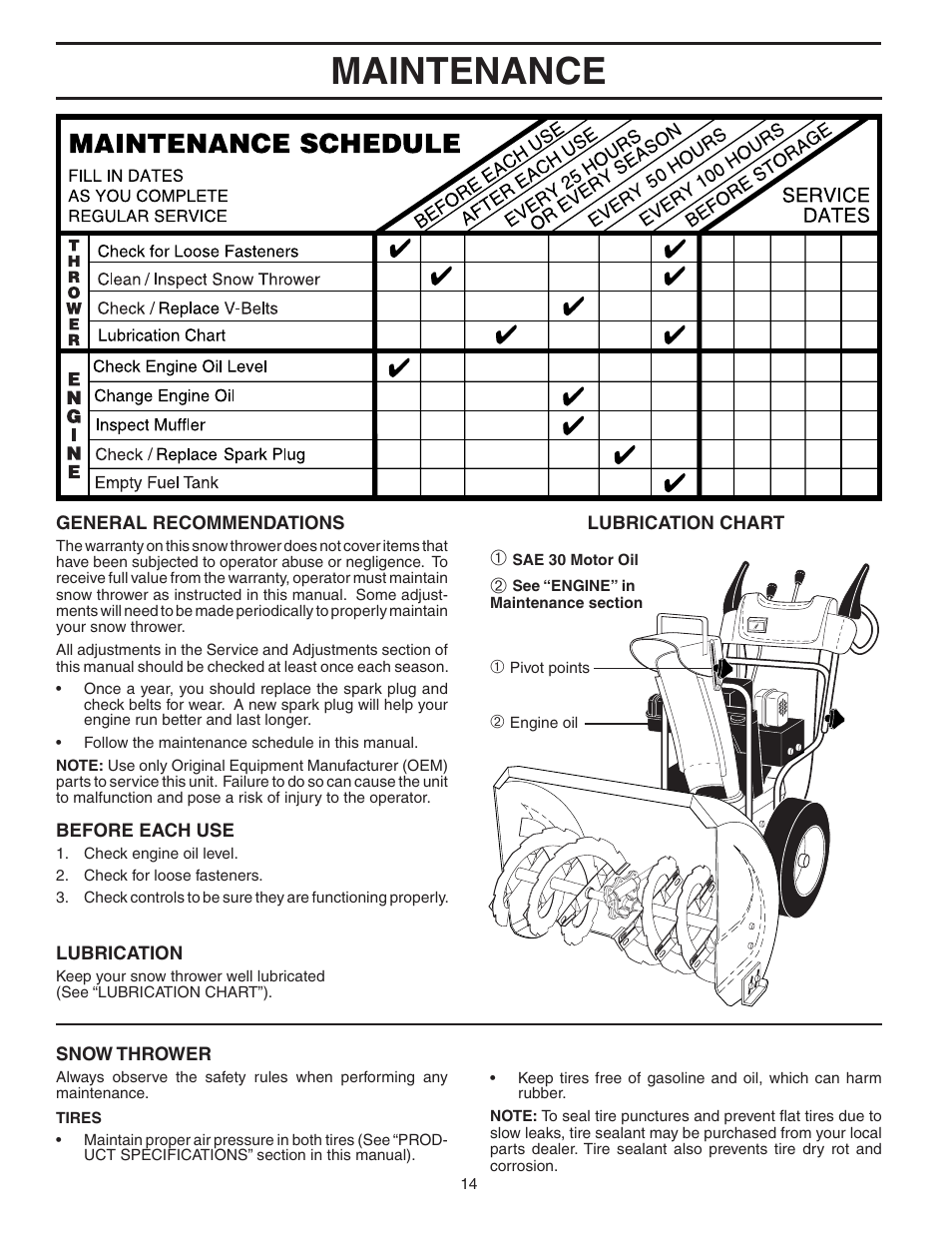 Maintenance | Poulan 189645 User Manual | Page 14 / 20