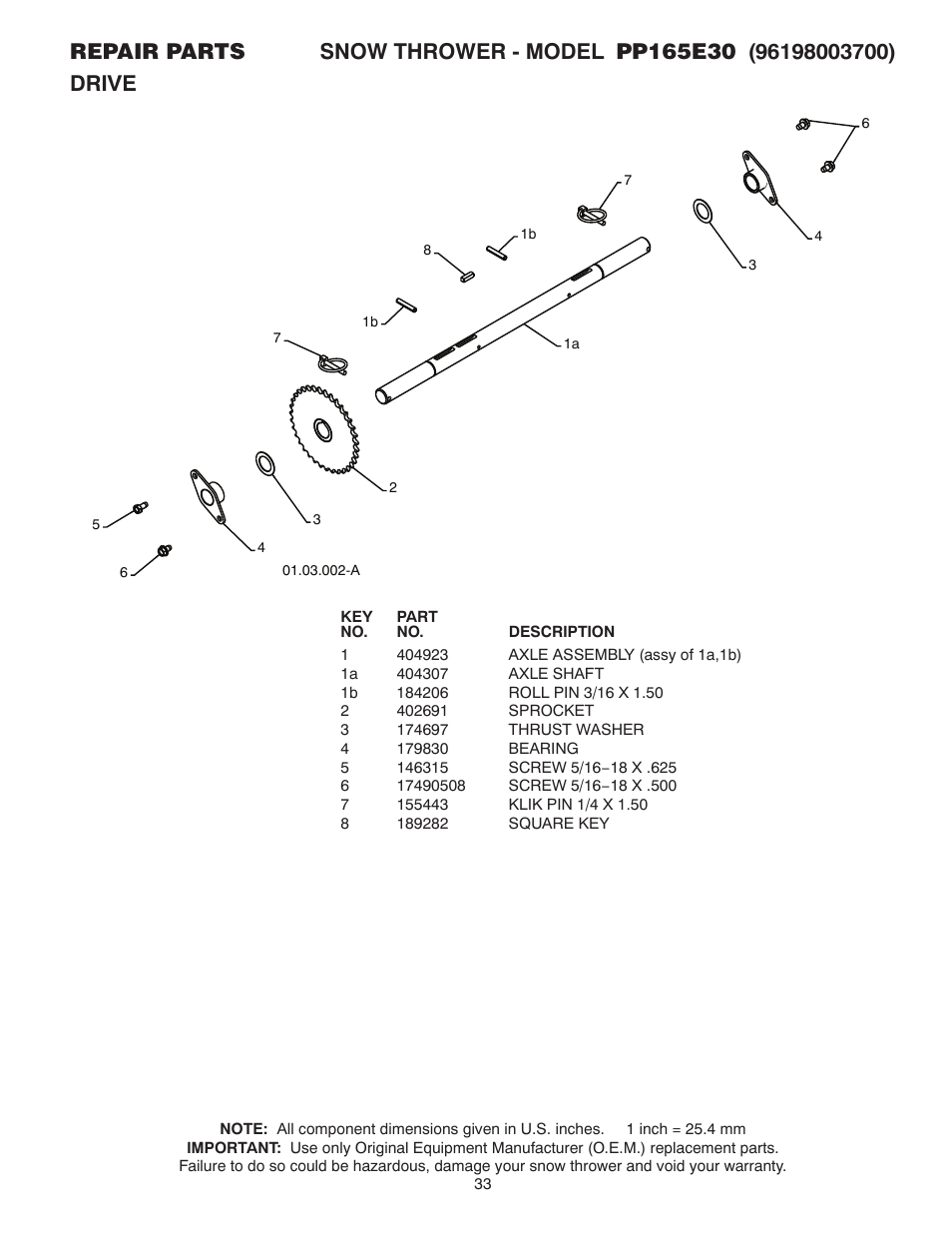 Drive | Poulan 437738 User Manual | Page 33 / 44