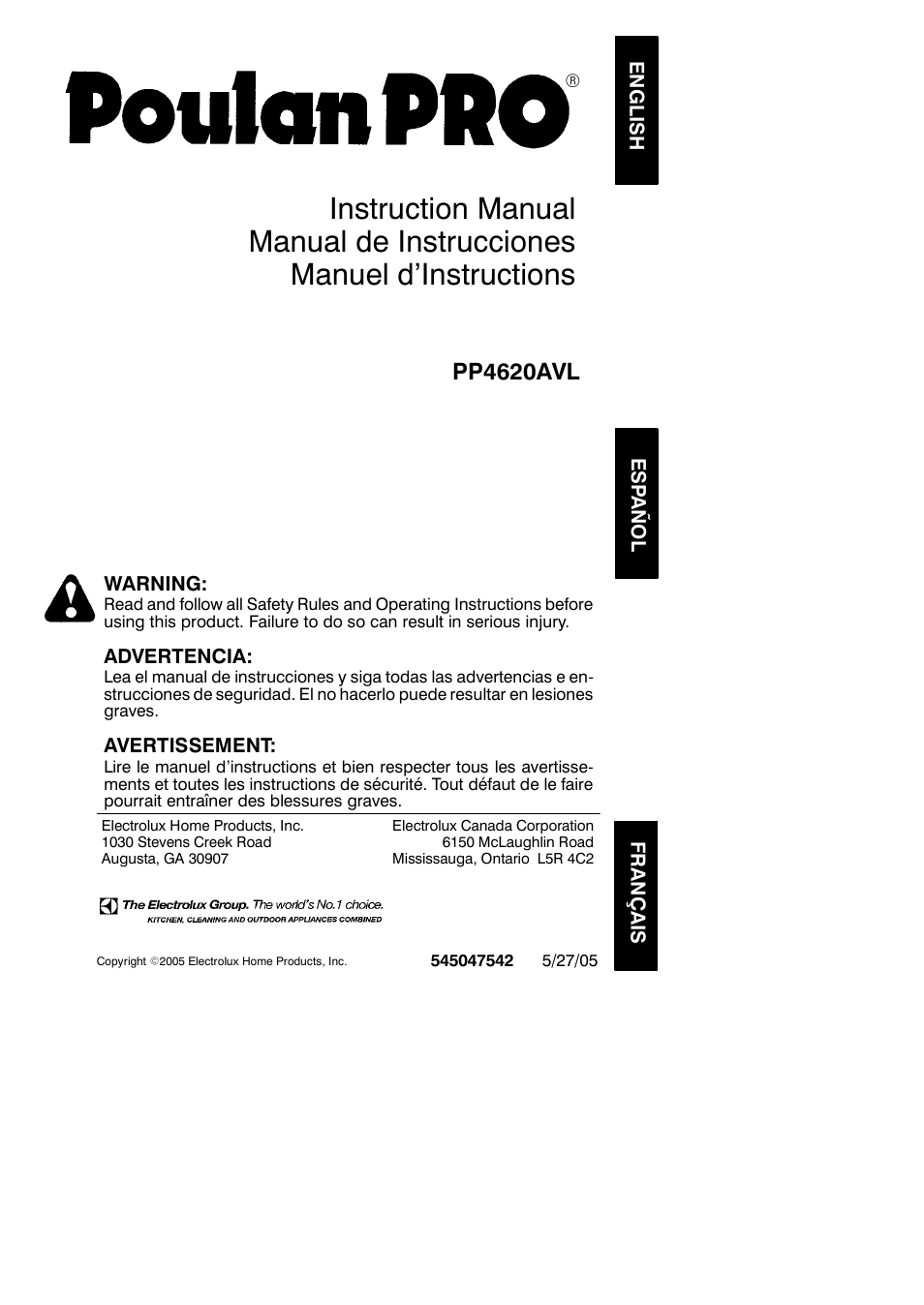 Poulan 545047542 User Manual | 18 pages