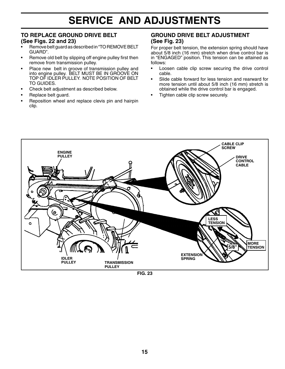 Service and adjustments | Poulan 188904 User Manual | Page 15 / 28