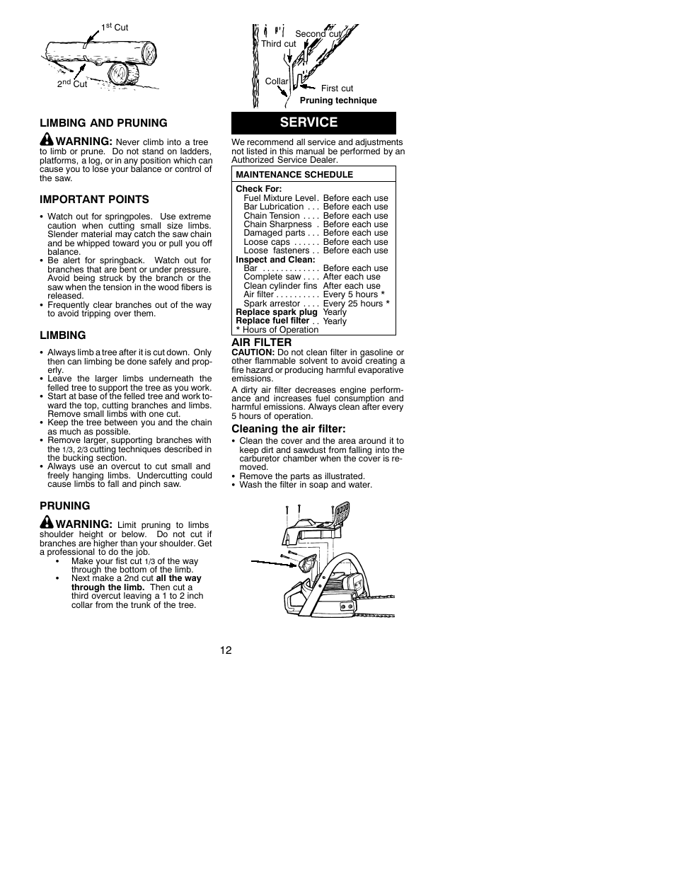 Service | Poulan Pro 295 User Manual | Page 12 / 15