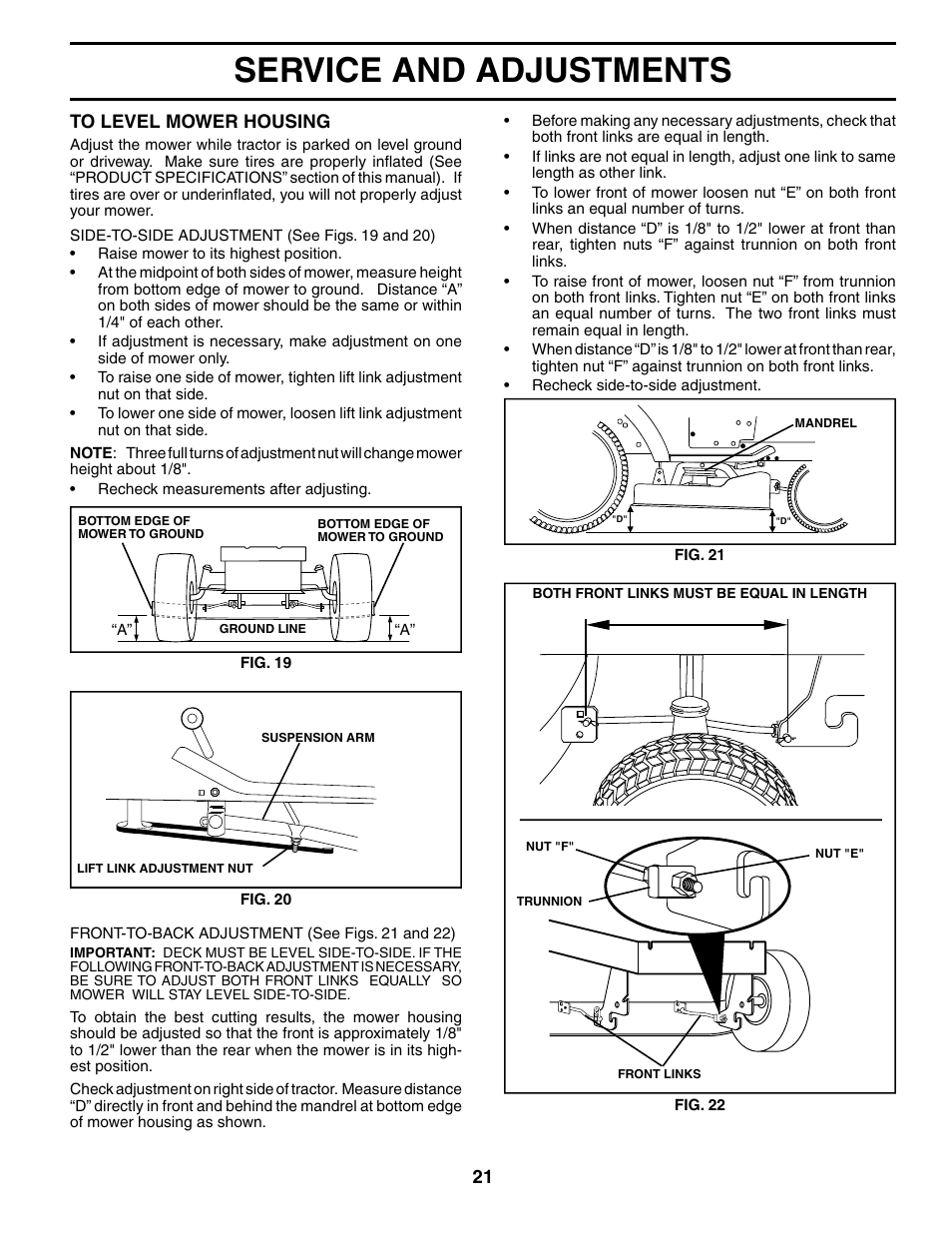 Service and adjustments | Poulan 184617 User Manual | Page 21 / 48