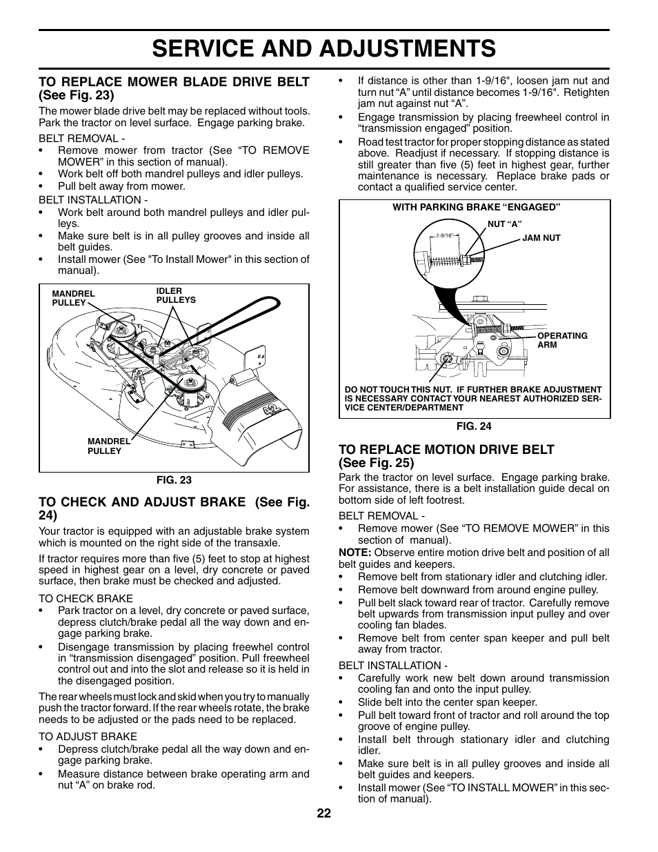 Service and adjustments | Poulan 184617 User Manual | Page 22 / 48