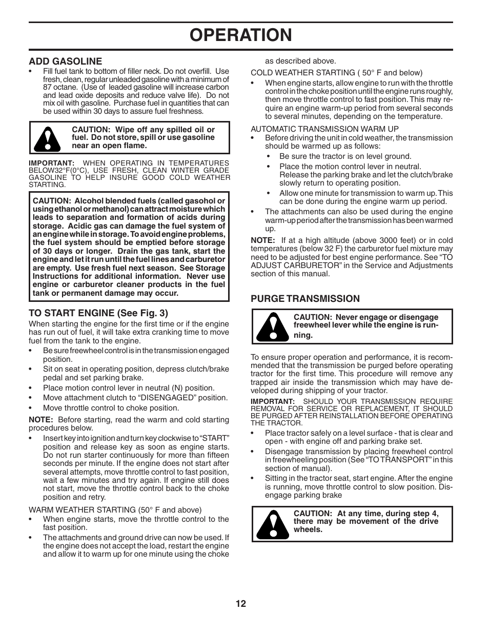 Operation | Poulan 403808 User Manual | Page 12 / 30