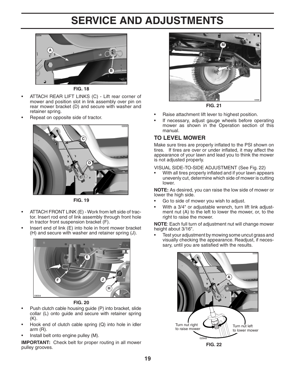 Service and adjustments | Poulan 403808 User Manual | Page 19 / 30