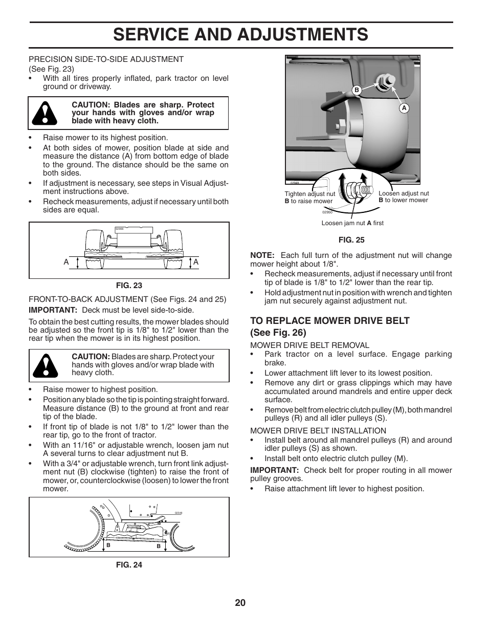 Service and adjustments | Poulan 403808 User Manual | Page 20 / 30