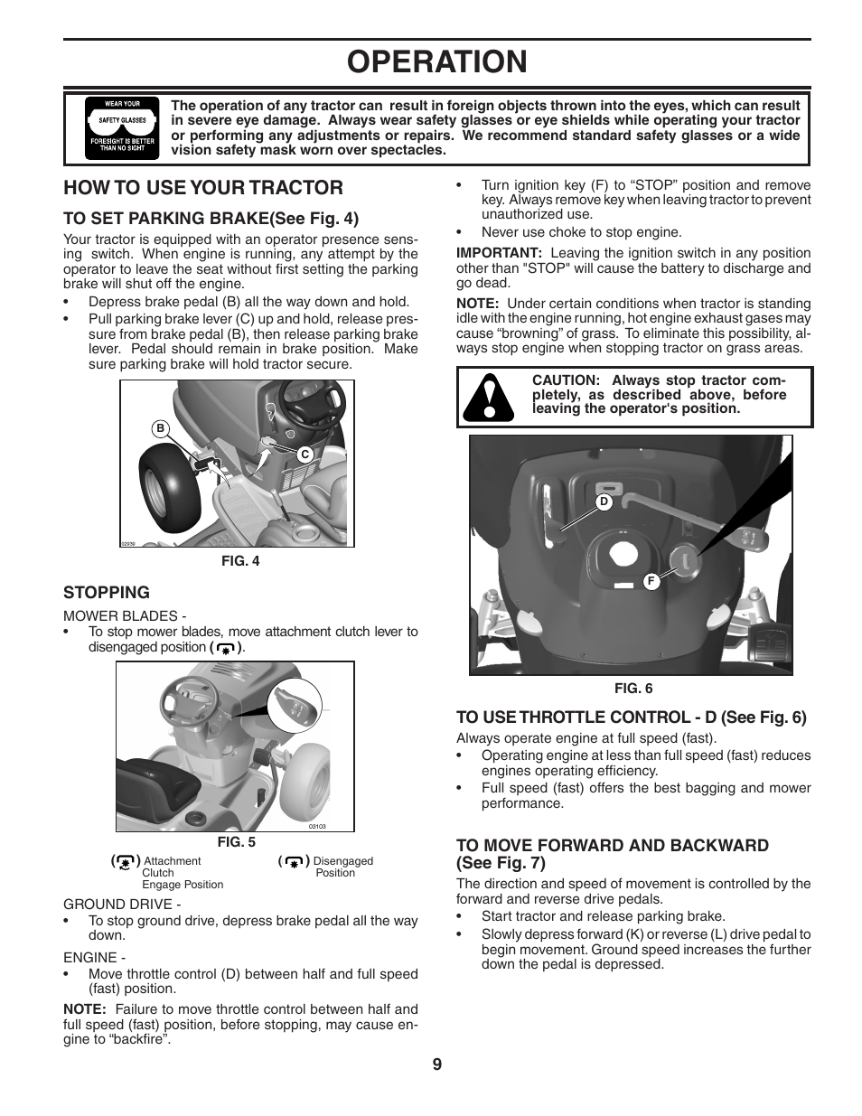 Operation, How to use your trac tor | Poulan 403808 User Manual | Page 9 / 30