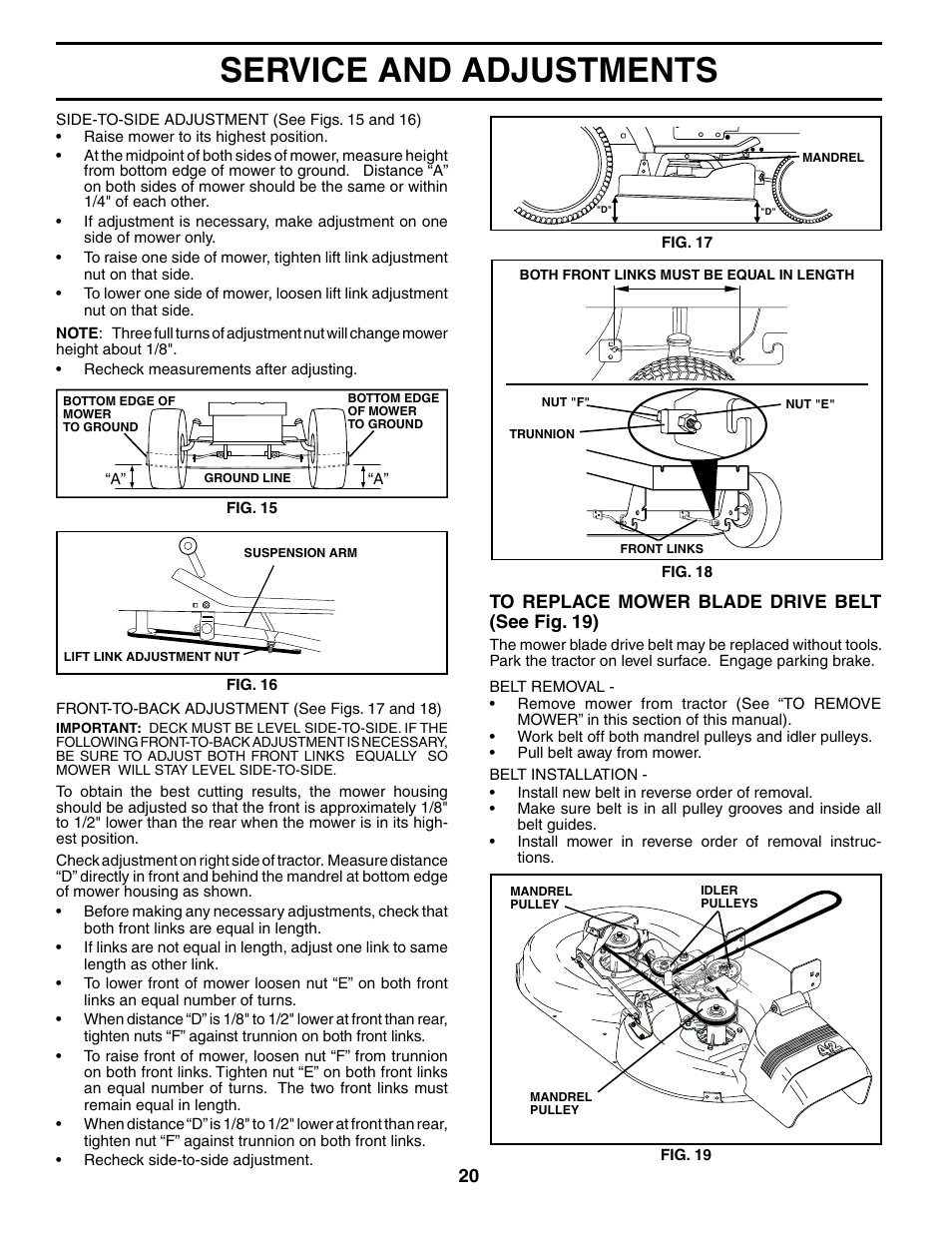 Service and adjustments | Poulan 195620 User Manual | Page 20 / 30