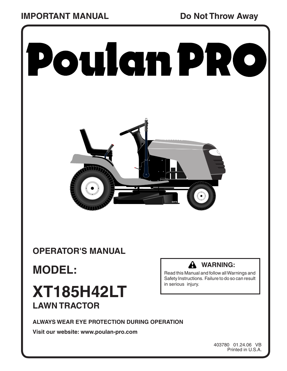 Poulan XT185H42LT User Manual | 30 pages