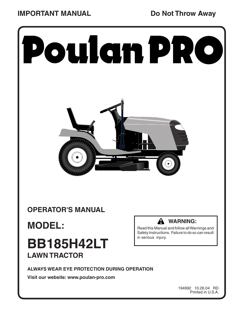 Poulan 194992 User Manual | 30 pages