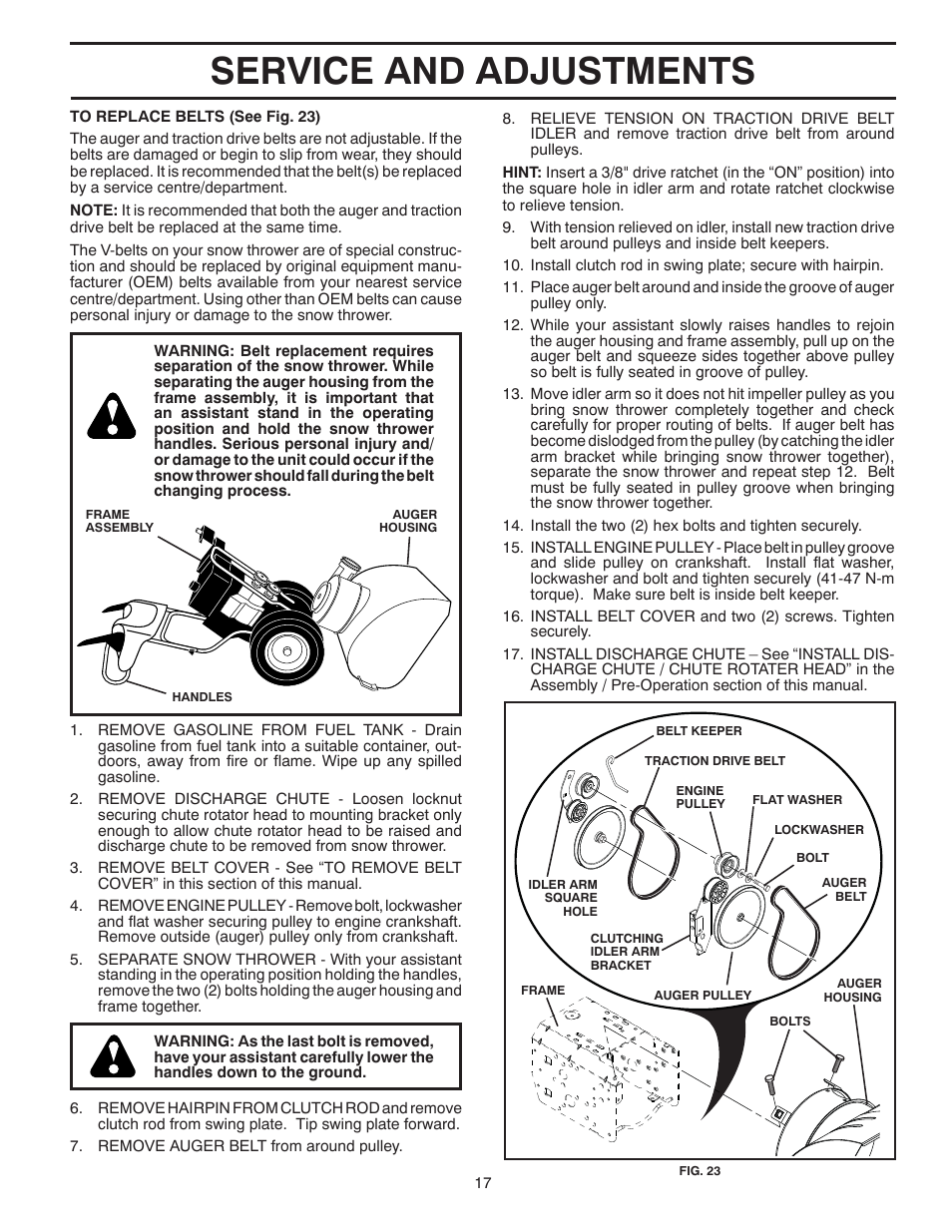 Service and adjustments | Poulan 96192002401 User Manual | Page 17 / 40