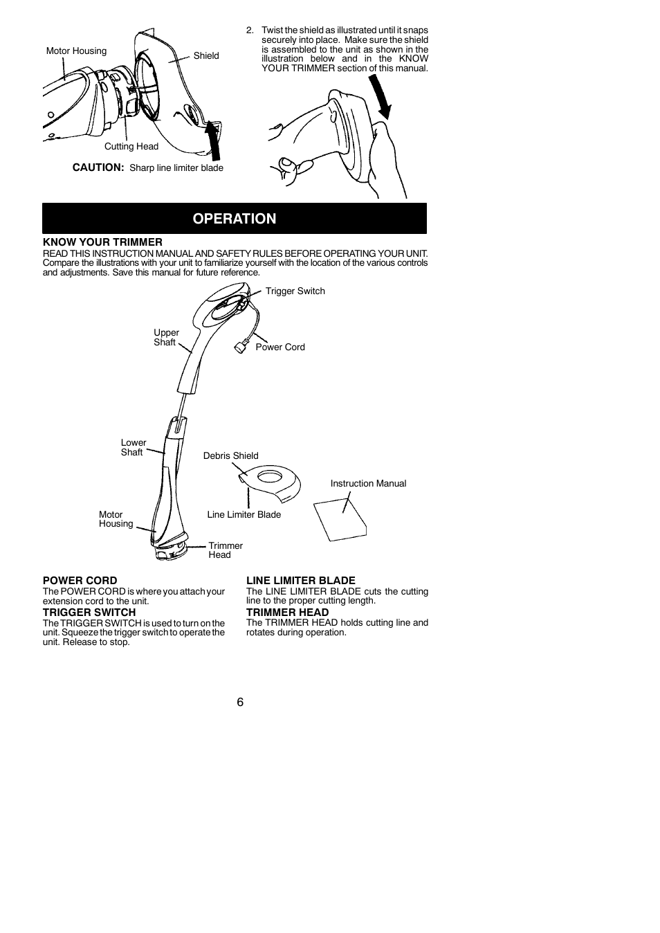 Operation | Poulan Mini Trim Auto 545186764 User Manual | Page 6 / 12