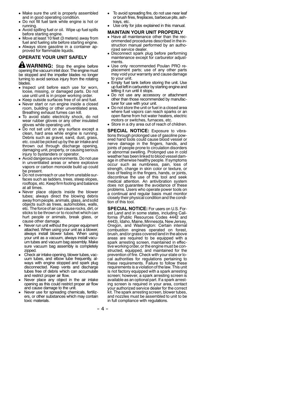 Warning | Poulan 545137216 User Manual | Page 4 / 13