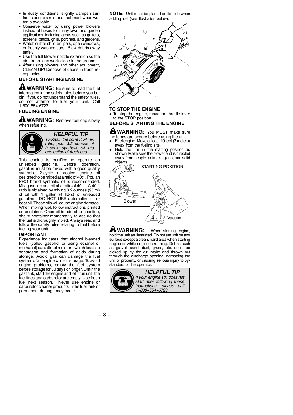 Warning, Helpful tip | Poulan 545137216 User Manual | Page 8 / 13