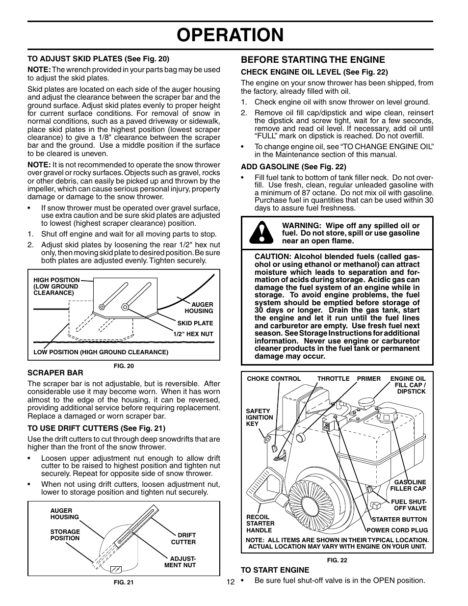 Operation, Before starting the engine | Poulan 192046 User Manual | Page 12 / 20