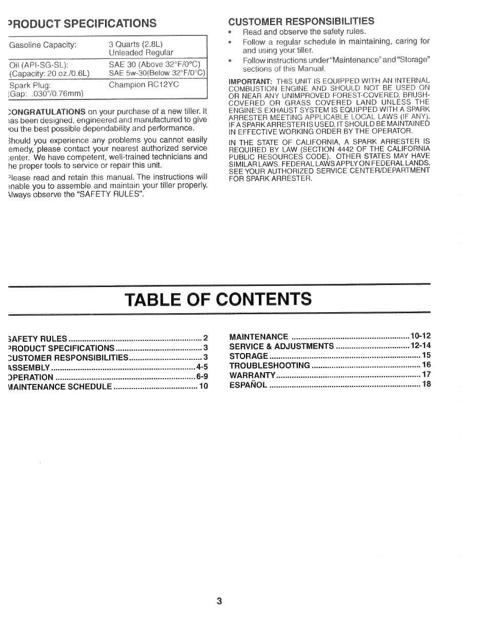Poulan 194793 User Manual | Page 3 / 36