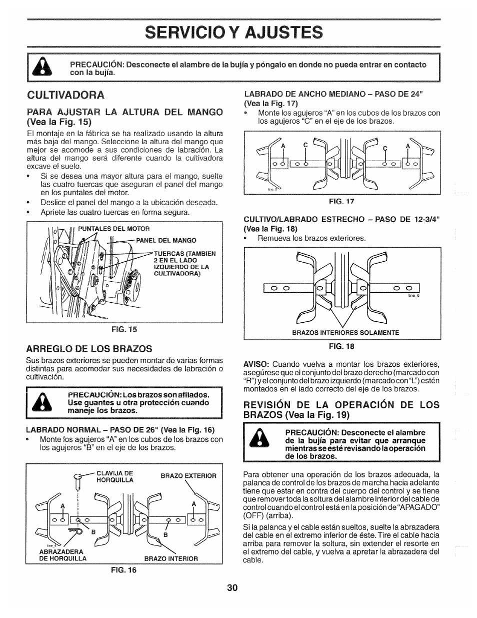 Cultivadora, Servicio y ajustes | Poulan 194793 User Manual | Page 30 / 36